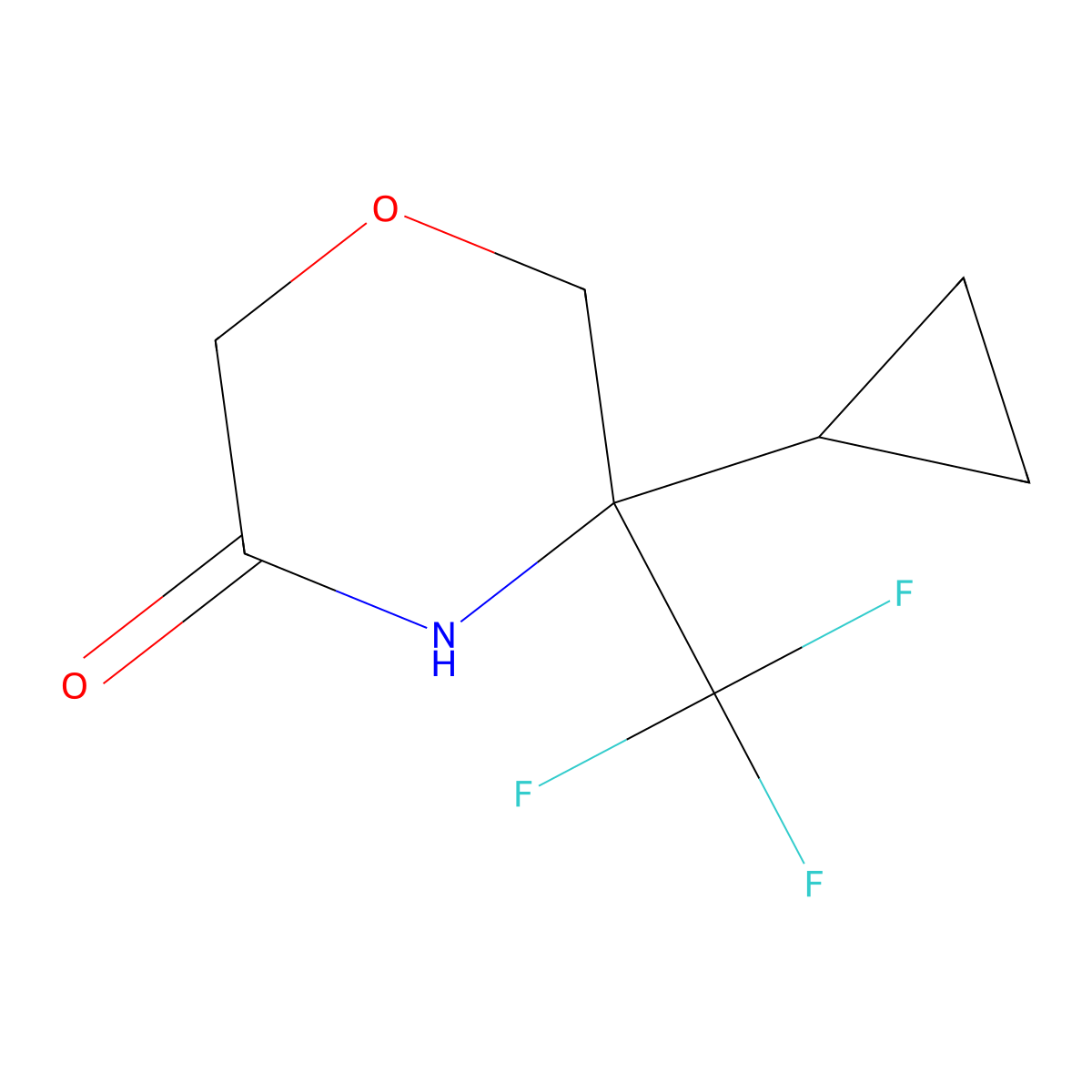 5-Cyclopropyl-5-(trifluoromethyl)morpholin-3-one molecular structure, CAS 2375270-16-7