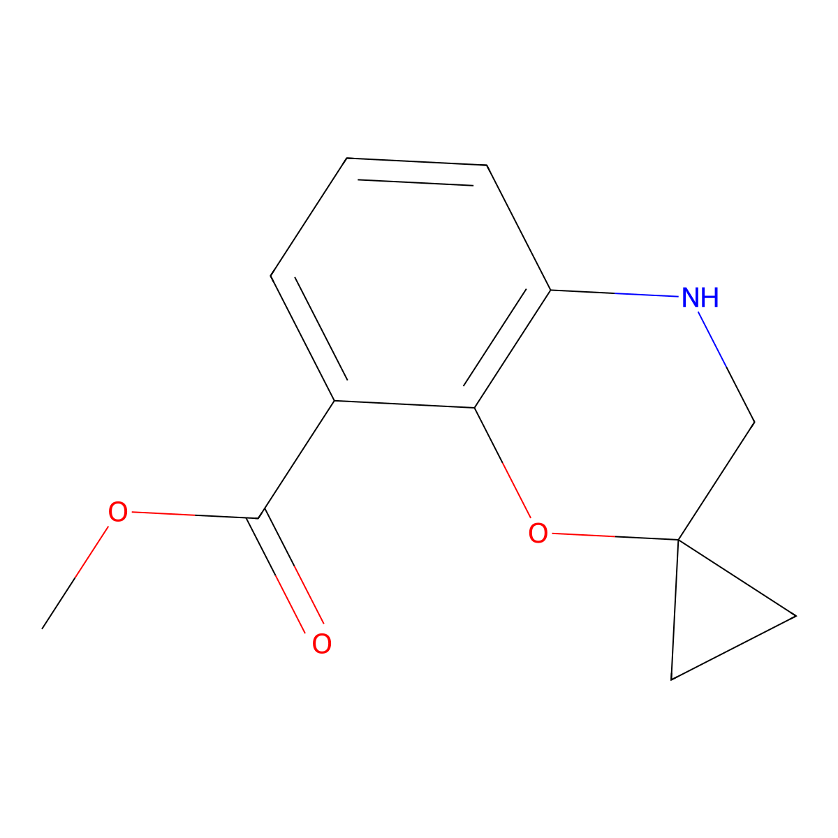 Methyl 3,4-dihydrospiro[1,4-benzoxazine-2,1'-cyclopropane]-8-carboxylate molecular structure, CAS 2375270-22-5
