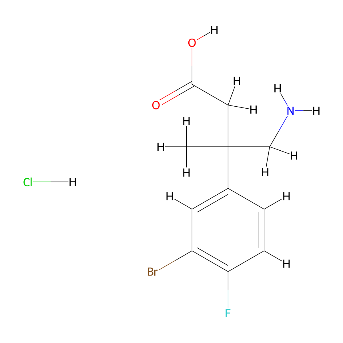 4-Amino-3-(3-bromo-4-fluorophenyl)-3-methylbutanoicacidhydrochloride molecular structure, CAS 2375270-35-0