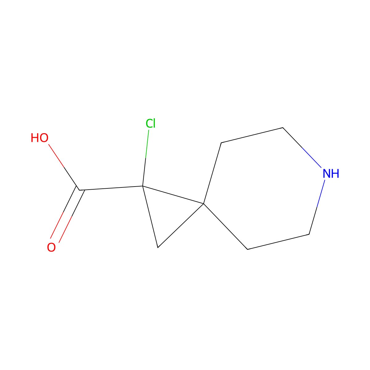 1-Chloro-6-azaspiro[2.5]octane-1-carboxylic acid molecular structure, CAS 2375270-37-2