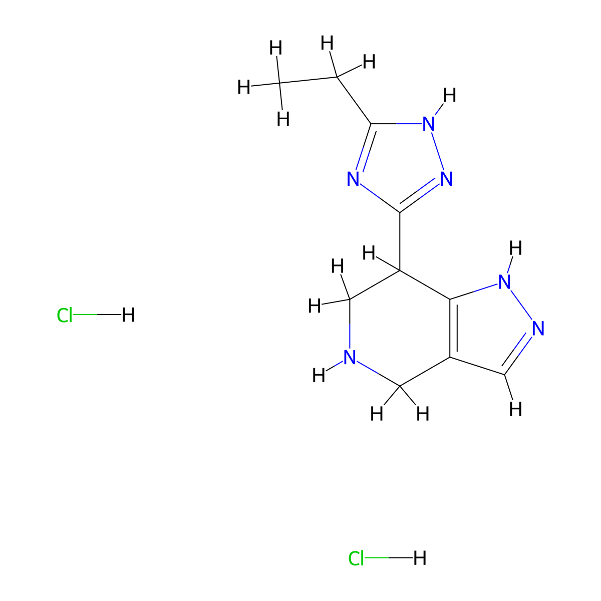 5-ethyl-3-{2H,4H,5H,6H,7H-pyrazolo[4,3-c]pyridin-7-yl}-1H-1,2,4-triazole dihydrochloride molecular structure, CAS 2375270-38-3