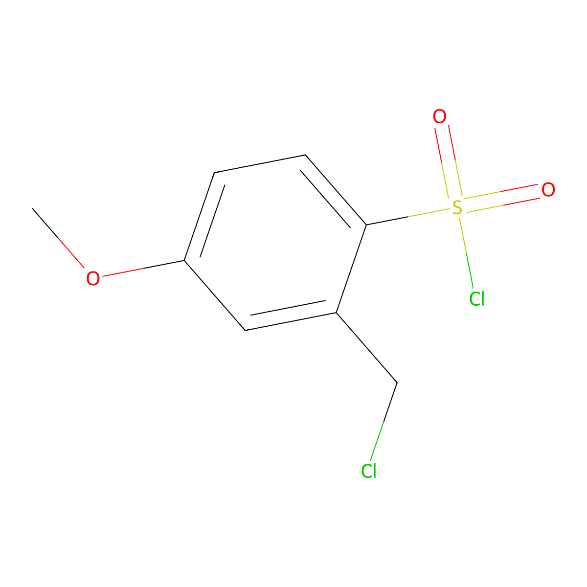 2-(Chloromethyl)-4-methoxybenzenesulfonyl chloride molecular structure, CAS 2375270-42-9