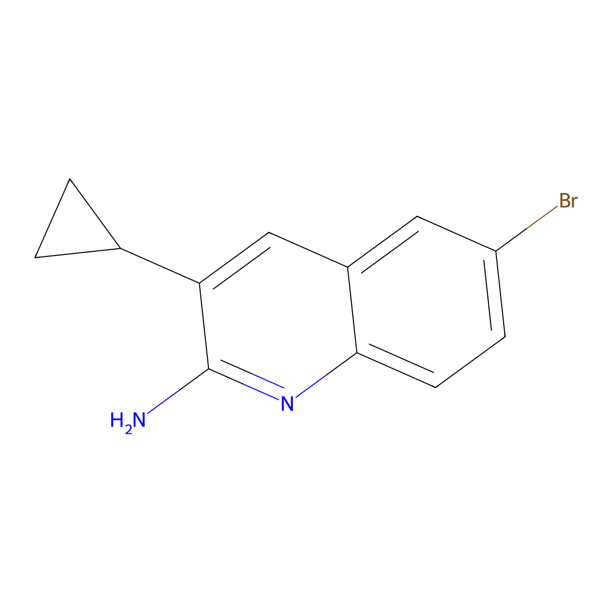 6-Bromo-3-cyclopropylquinolin-2-amine molecular structure, CAS 2375270-49-6
