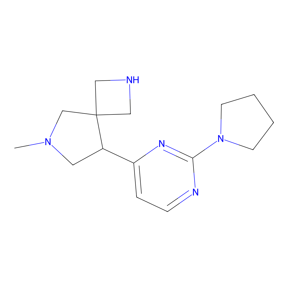 6-Methyl-8-[2-(pyrrolidin-1-yl)pyrimidin-4-yl]-2,6-diazaspiro[3.4]octane molecular structure, CAS 2375270-50-9