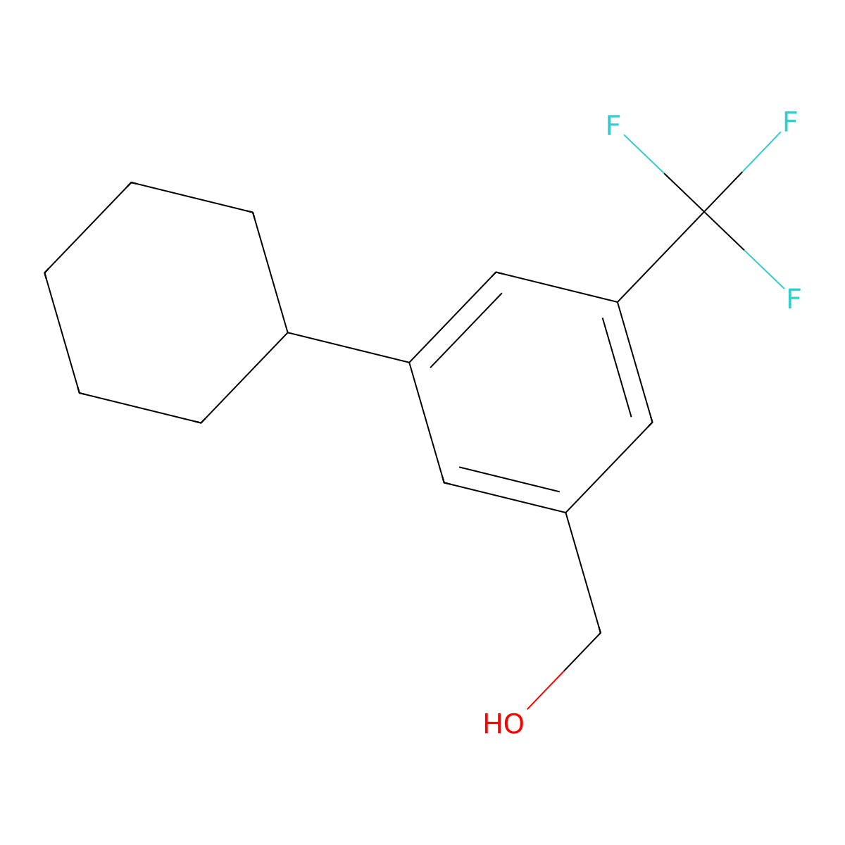 (3-Cyclohexyl-5-(trifluoromethyl)phenyl)methanol molecular structure, CAS 2375270-55-4