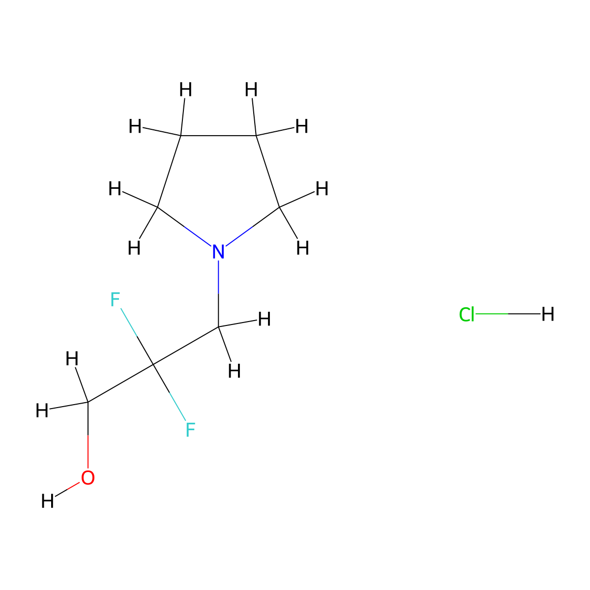 2,2-Difluoro-3-(pyrrolidin-1-yl)propan-1-ol hydrochloride molecular structure, CAS 2375270-58-7