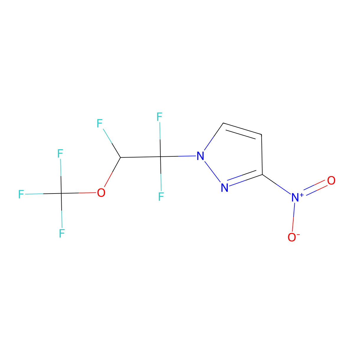 3-nitro-1-[1,1,2-trifluoro-2-(trifluoromethoxy)ethyl]-1H-pyrazole molecular structure, CAS 2375270-69-0