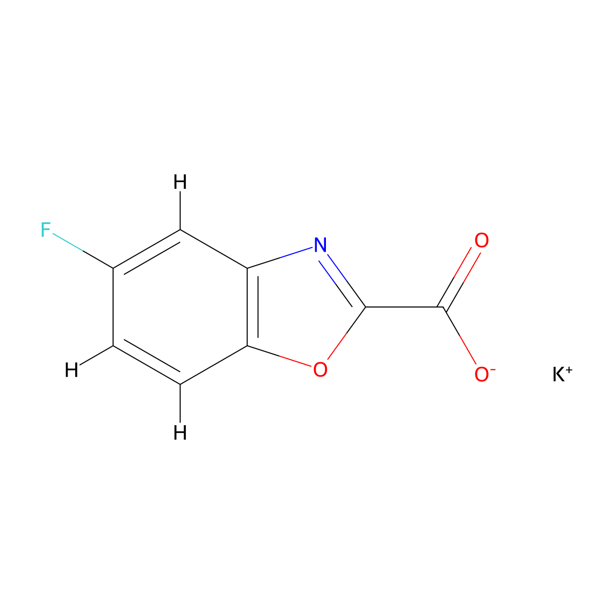 Potassium 5-fluoro-1,3-benzoxazole-2-carboxylate molecular structure, CAS 2375270-70-3