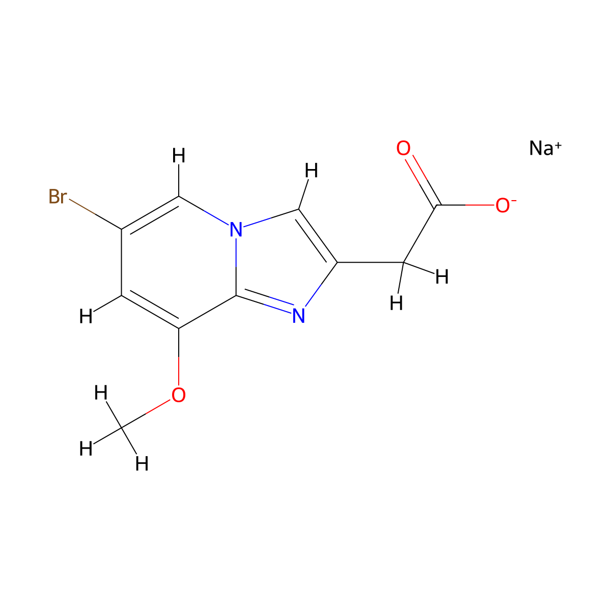 Sodium2-{6-bromo-8-methoxyimidazo[1,2-a]pyridin-2-yl}acetate molecular structure, CAS 2375270-73-6