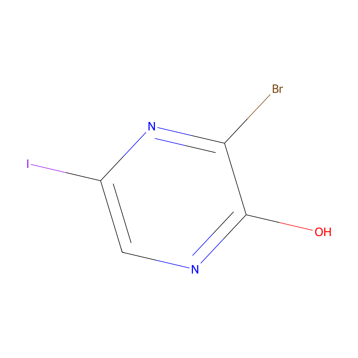 3-Bromo-5-iodopyrazin-2-ol molecular structure, CAS 2375270-78-1