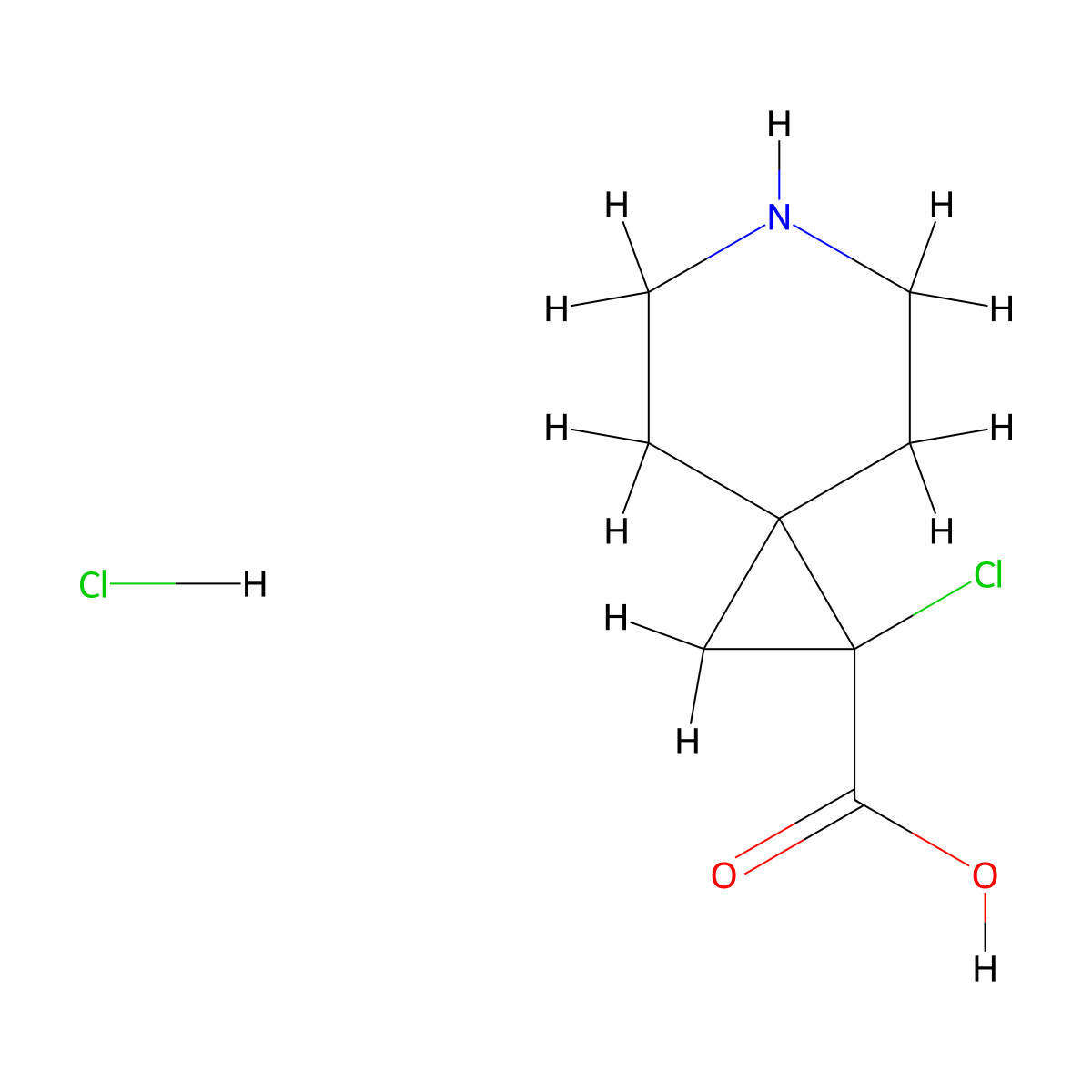 1-Chloro-6-azaspiro[2.5]octane-1-carboxylic acid hydrochloride molecular structure, CAS 2375270-82-7