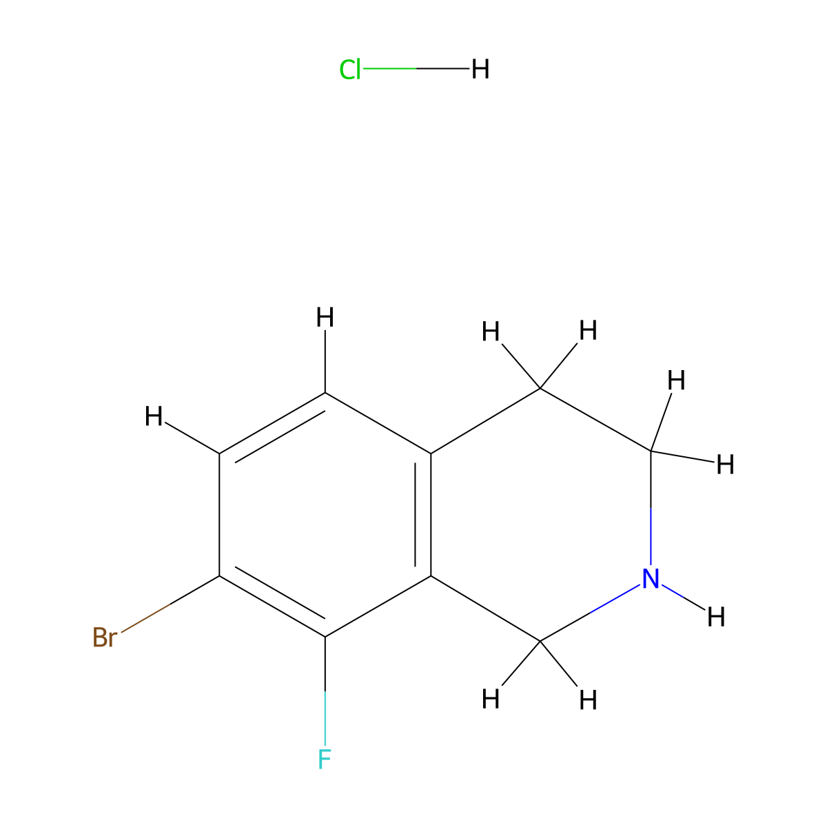 7-Bromo-8-fluoro-1,2,3,4-tetrahydroisoquinoline hydrochloride molecular structure, CAS 2375270-83-8