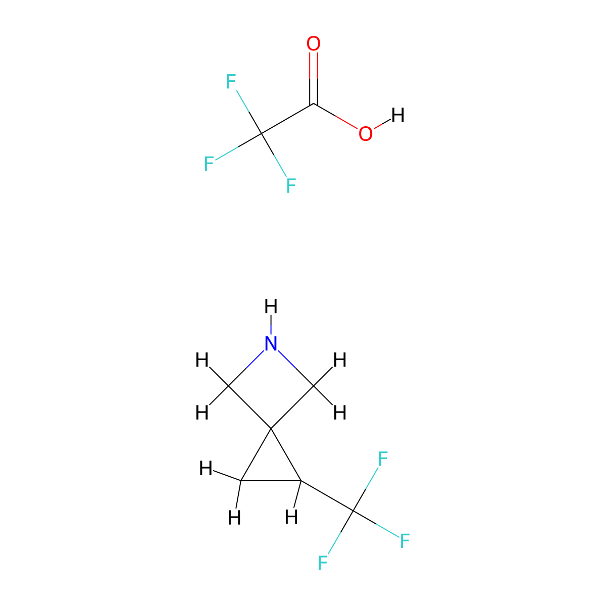 1-(Trifluoromethyl)-5-azaspiro(2.3)hexane; trifluoroacetic acid molecular structure, CAS 2375270-84-9