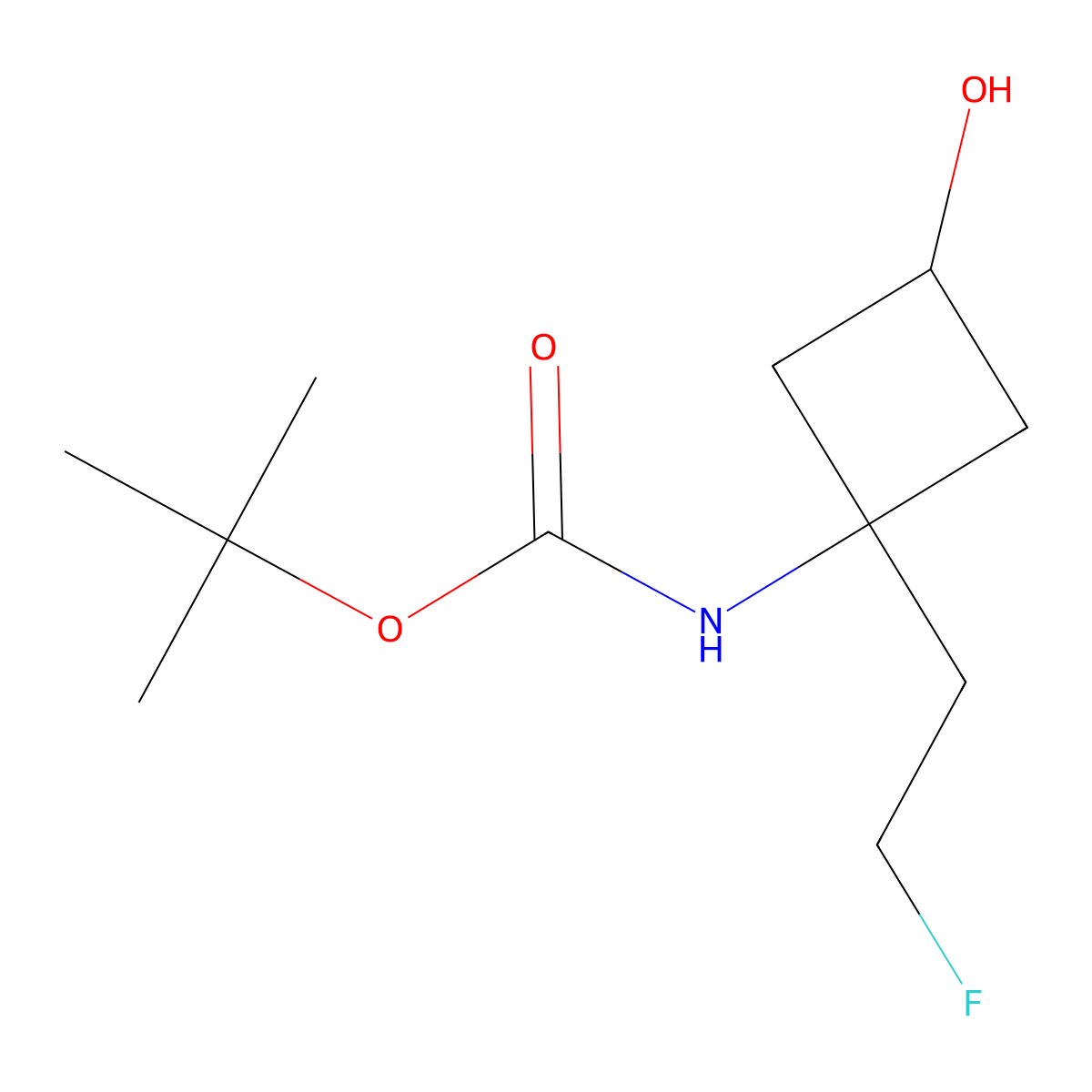 Tert-butyl N-[1-(2-fluoroethyl)-3-hydroxycyclobutyl]carbamate molecular structure, CAS 2375270-86-1