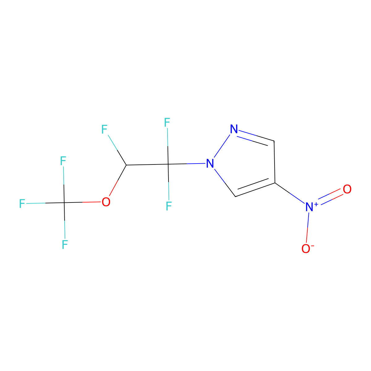 4-nitro-1-(1,1,2-trifluoro-2-(trifluoromethoxy)ethyl)-1H-pyrazole molecular structure, CAS 2375270-92-9