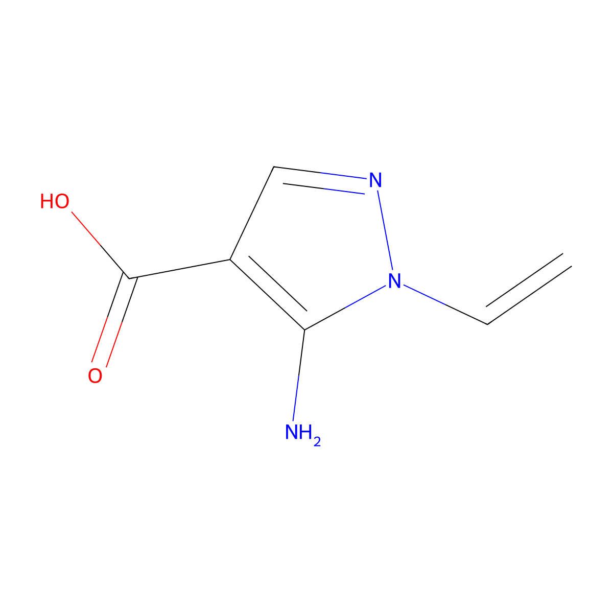 5-amino-1-ethenyl-1H-pyrazole-4-carboxylic acid molecular structure, CAS 2375270-93-0