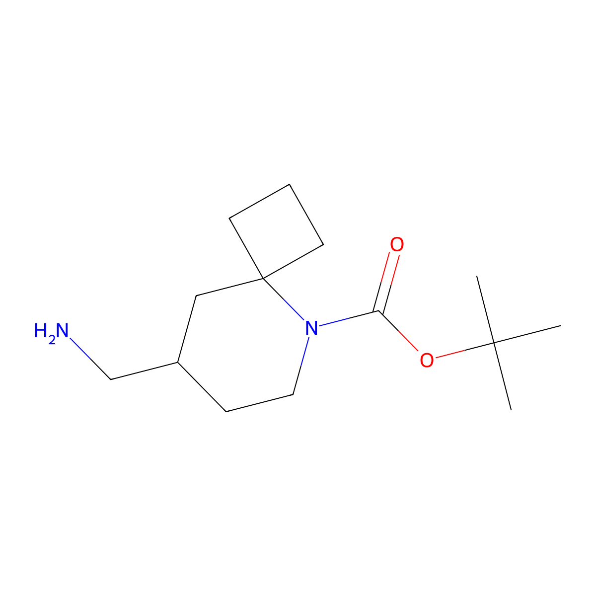 Tert-butyl 8-(aminomethyl)-5-azaspiro(3.5)nonane-5-carboxylate molecular structure, CAS 2375270-97-4