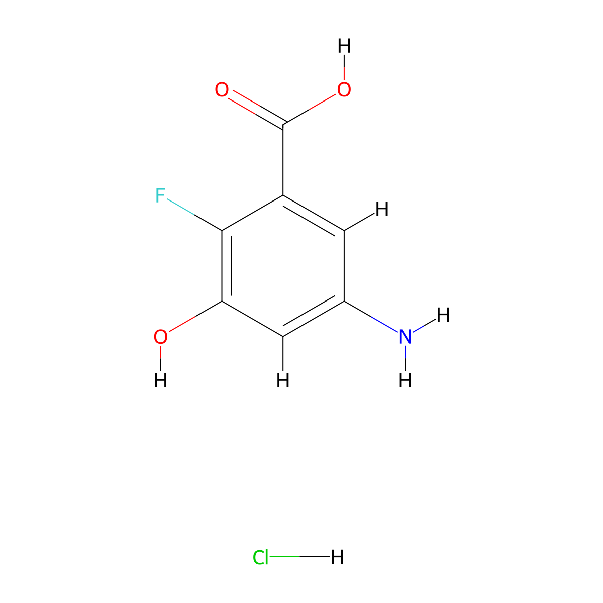 5-Amino-2-fluoro-3-hydroxybenzoic acid hydrochloride molecular structure, CAS 2375271-10-4