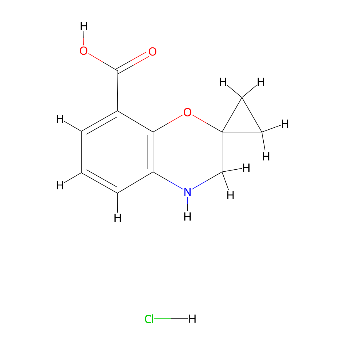 3,4-Dihydrospiro[1,4-benzoxazine-2,1'-cyclopropane]-8-carboxylic acid hydrochloride molecular structure, CAS 2375271-11-5