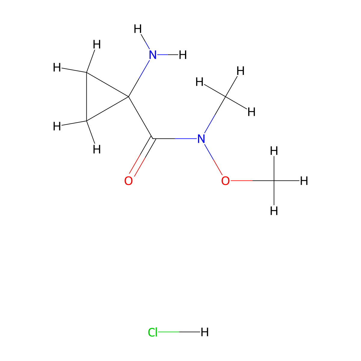 1-amino-N-methoxy-N-methylcyclopropane-1-carboxamide hydrochloride molecular structure, CAS 2375271-16-0