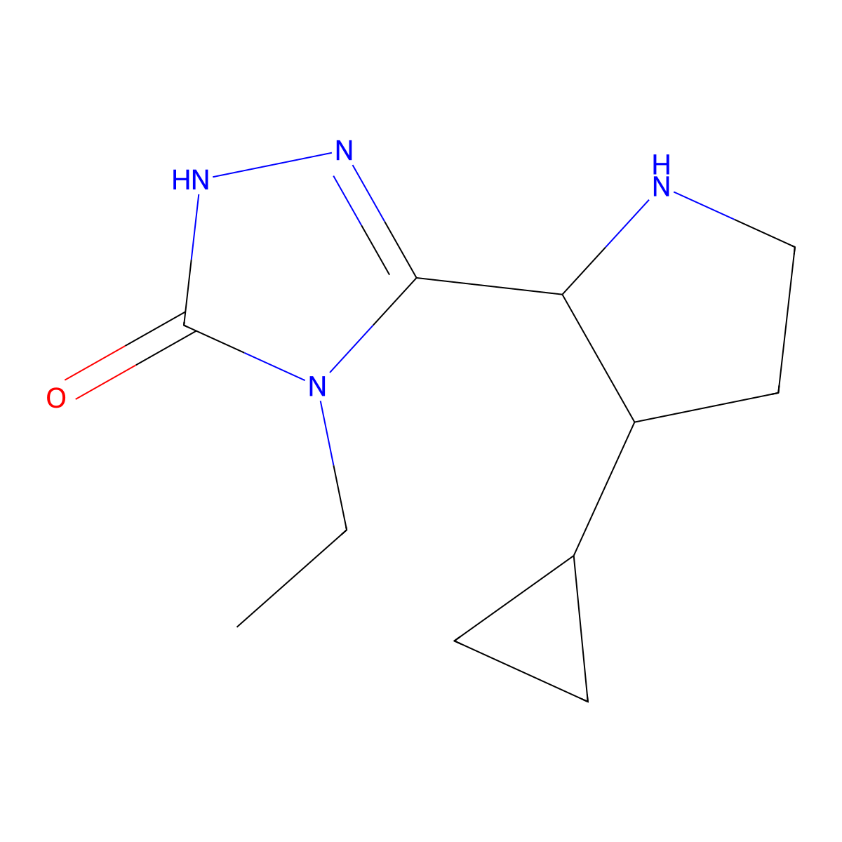 3-(3-cyclopropylpyrrolidin-2-yl)-4-ethyl-4,5-dihydro-1H-1,2,4-triazol-5-one molecular structure, CAS 2375271-38-6