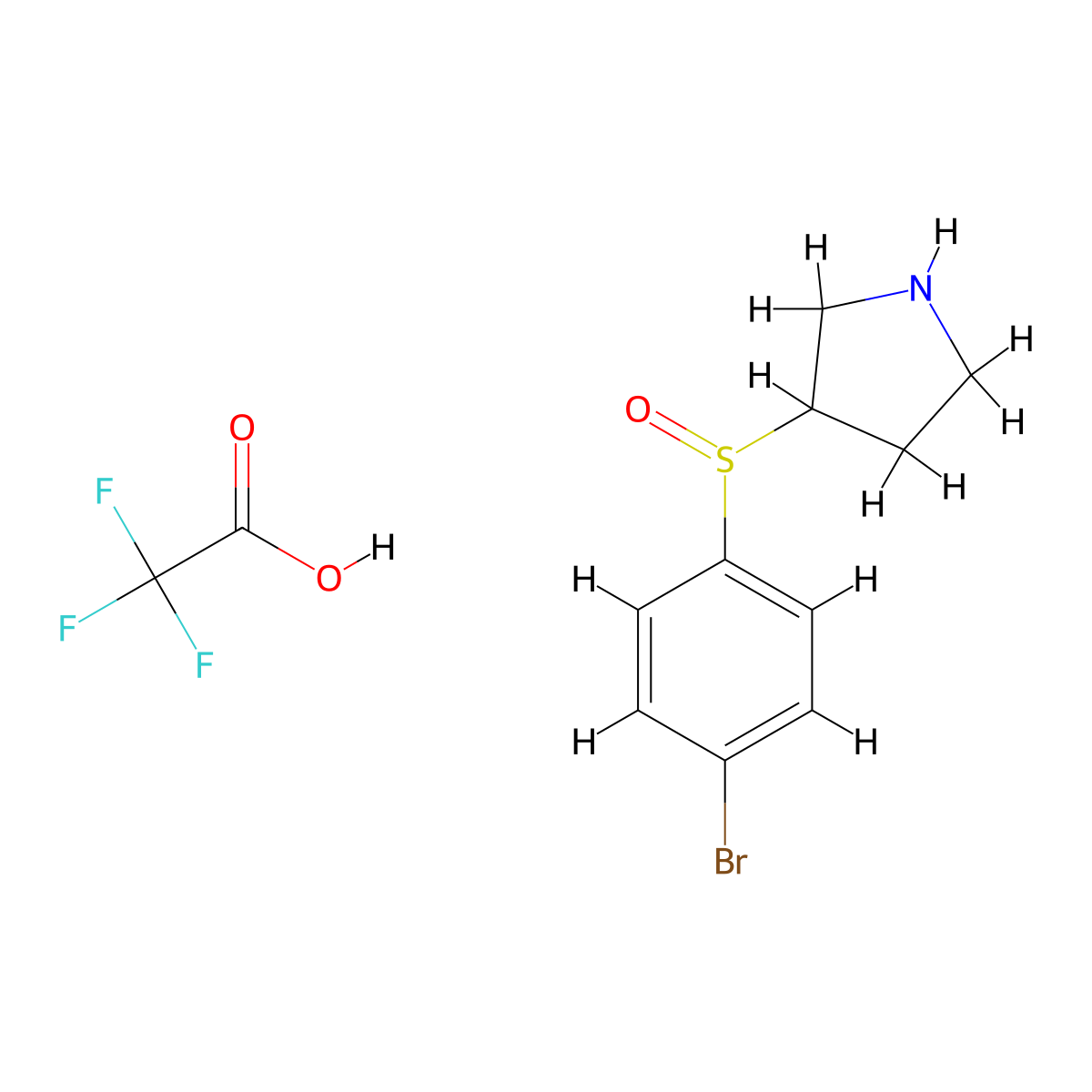 3-(4-Bromobenzenesulfinyl)pyrrolidine, trifluoroacetic acid molecular structure, CAS 2375271-40-0