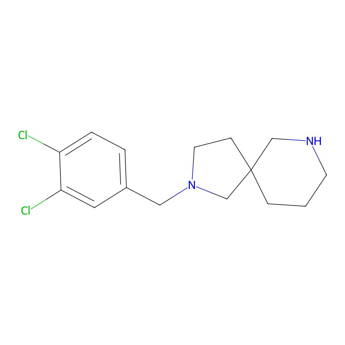 2-[(3,4-Dichlorophenyl)methyl]-2,7-diazaspiro[4.5]decane molecular structure, CAS 2375271-41-1