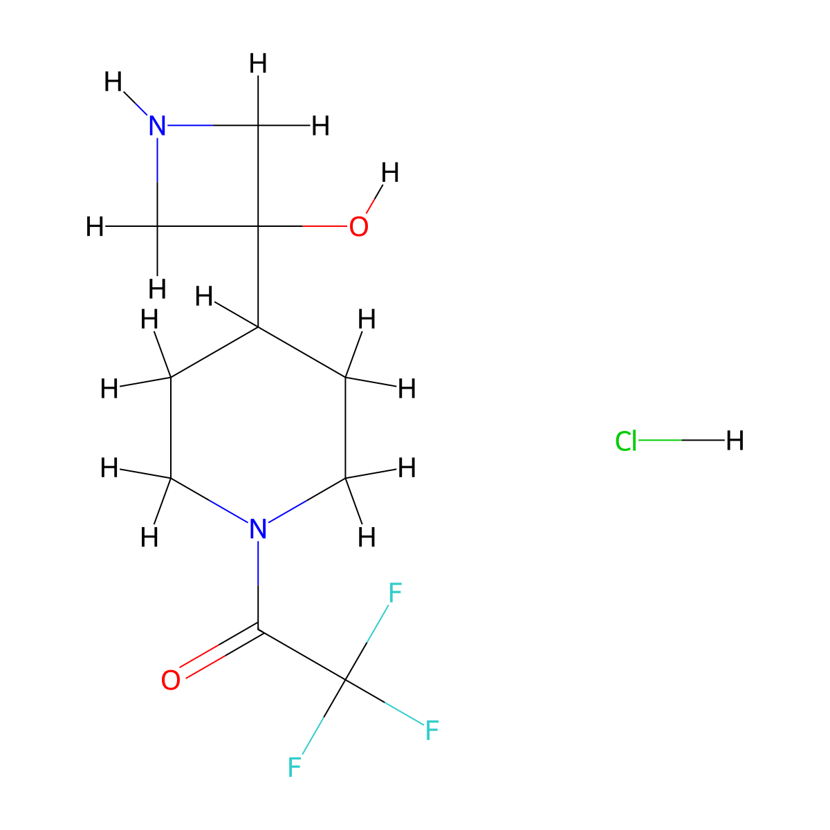 2,2,2-Trifluoro-1-[4-(3-hydroxyazetidin-3-yl)piperidin-1-yl]ethan-1-one hydrochloride molecular structure, CAS 2375271-52-4