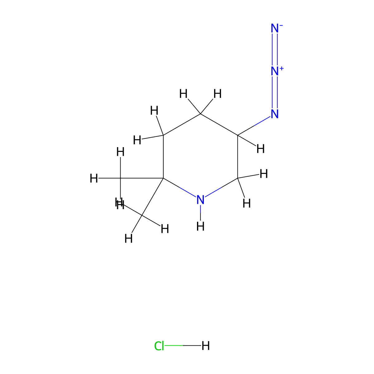 5-Azido-2,2-dimethylpiperidine hydrochloride molecular structure, CAS 2375271-56-8