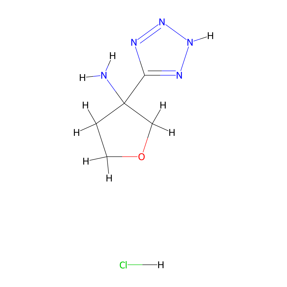 3-(1H-1,2,3,4-tetrazol-5-yl)oxolan-3-amine hydrochloride molecular structure, CAS 2375272-88-9
