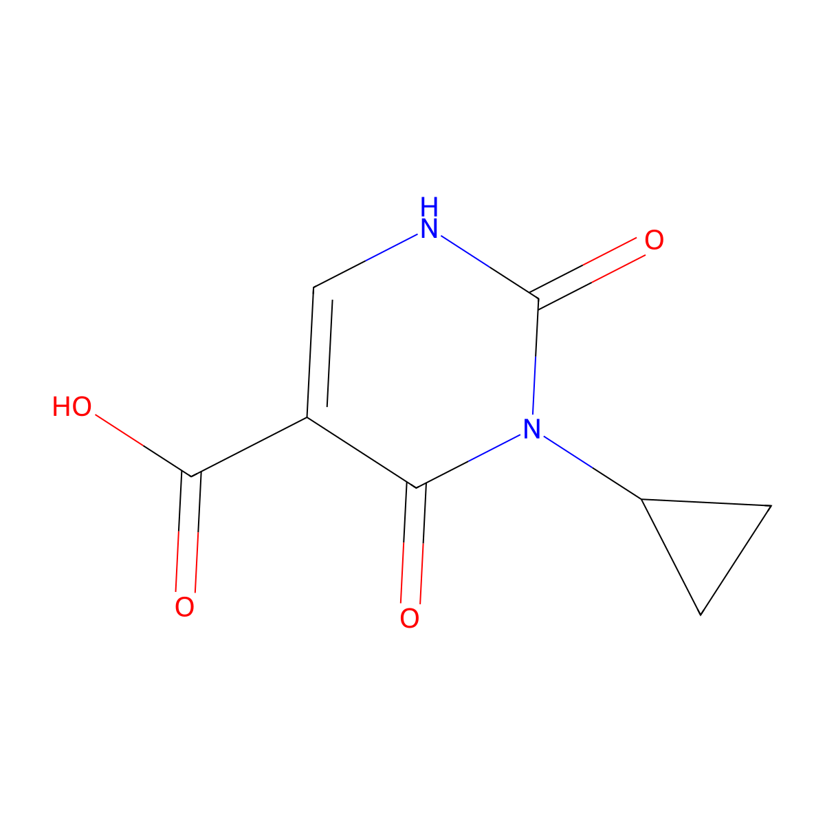 3-Cyclopropyl-2,4-dioxo-1,2,3,4-tetrahydropyrimidine-5-carboxylic acid molecular structure, CAS 2375272-99-2