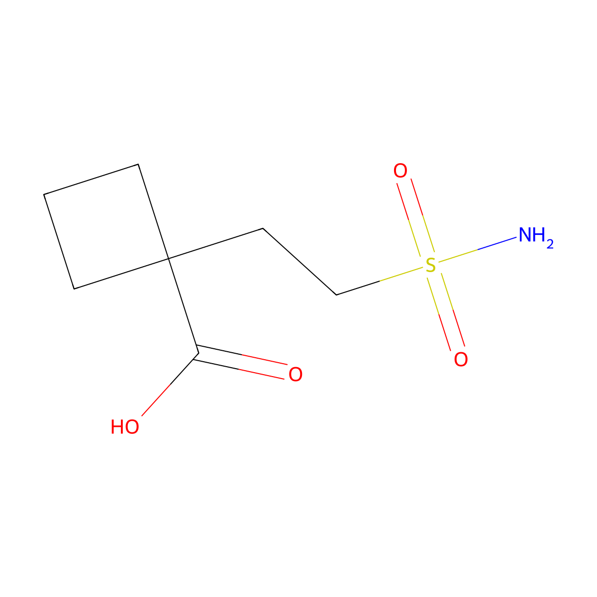 1-(2-Sulfamoylethyl)cyclobutane-1-carboxylic acid molecular structure, CAS 2375273-07-5