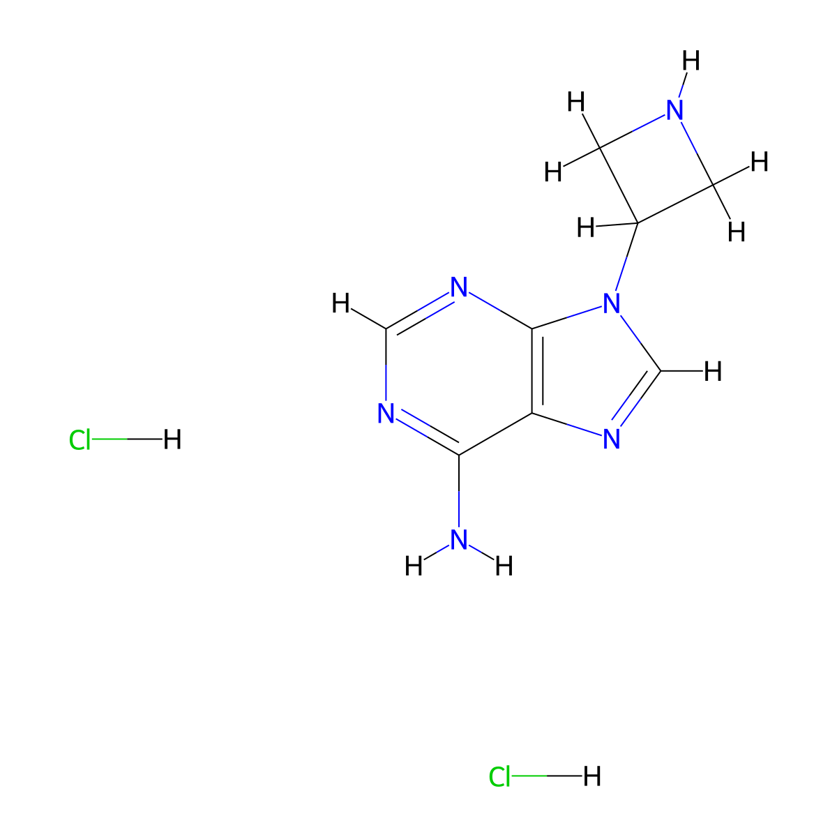 9-(azetidin-3-yl)-9H-purin-6-amine dihydrochloride molecular structure, CAS 2375273-16-6