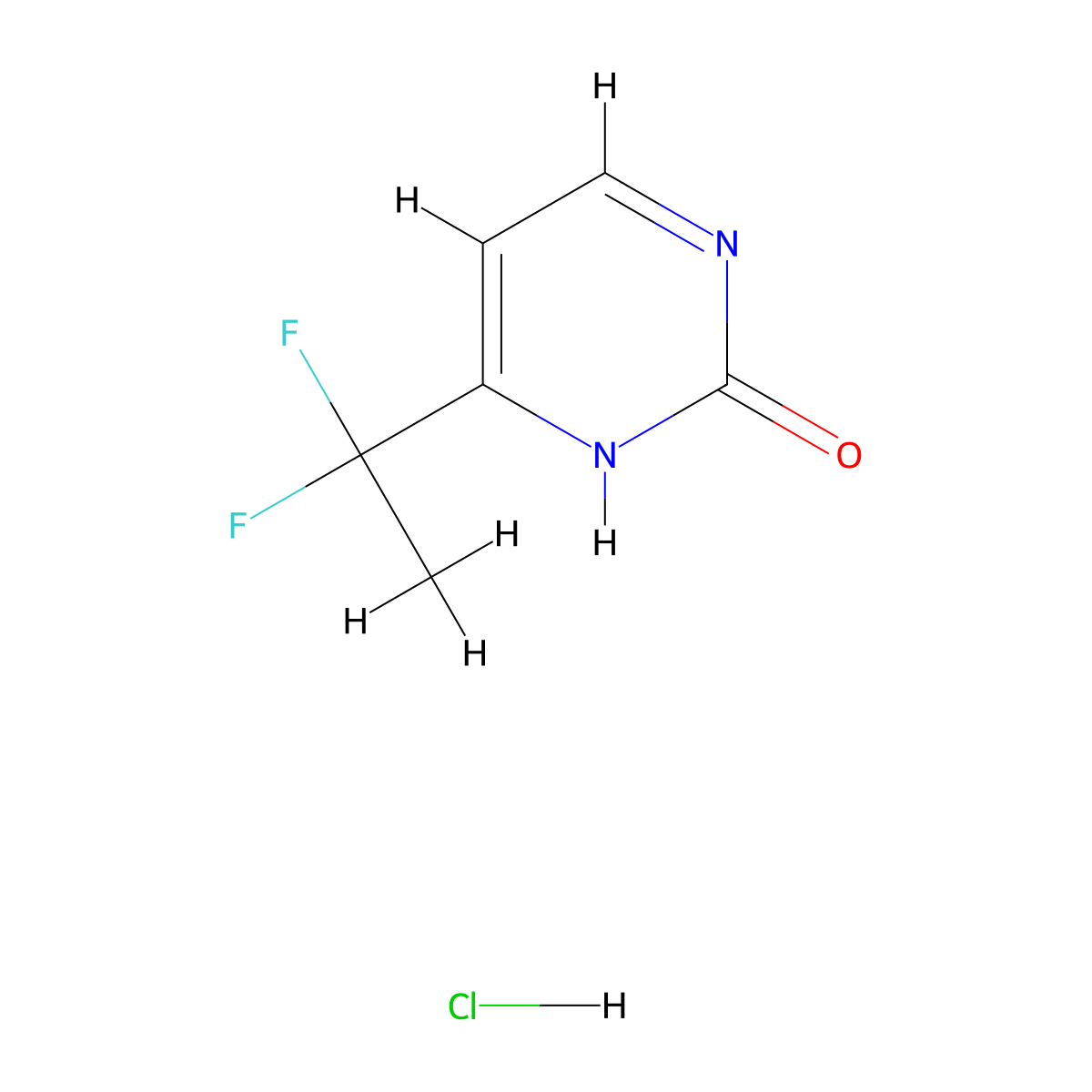 4-(1,1-Difluoroethyl)pyrimidin-2-ol hydrochloride molecular structure, CAS 2375273-25-7