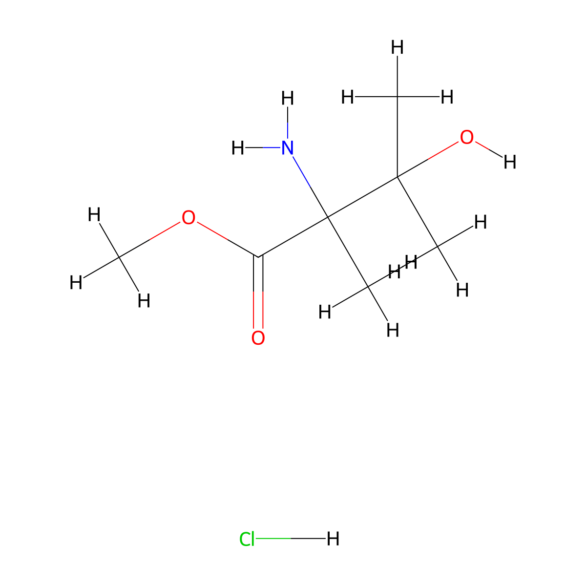 Methyl 2-amino-3-hydroxy-2,3-dimethylbutanoate hydrochloride molecular structure, CAS 2375273-41-7