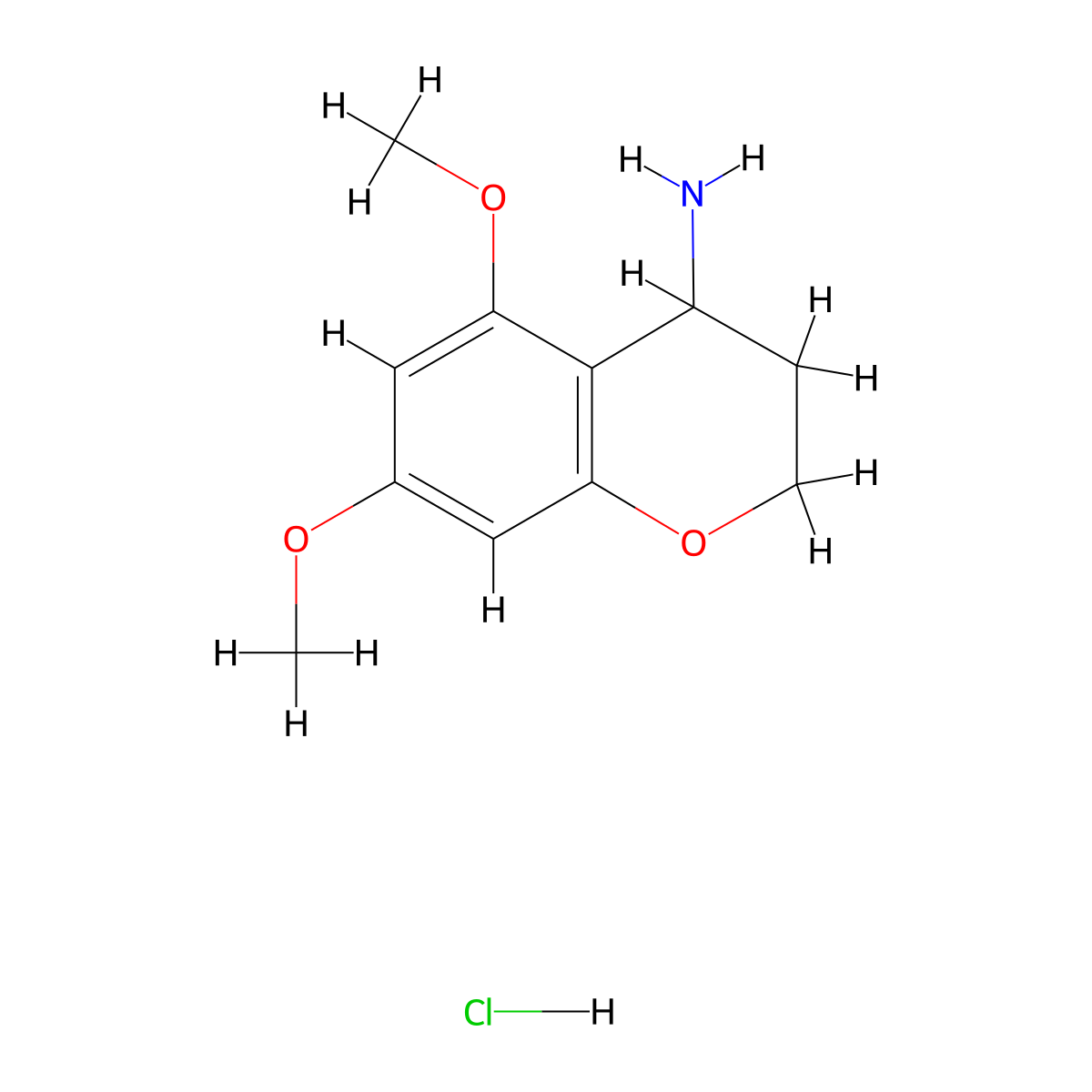 5,7-dimethoxy-3,4-dihydro-2H-1-benzopyran-4-amine hydrochloride molecular structure, CAS 2375273-51-9