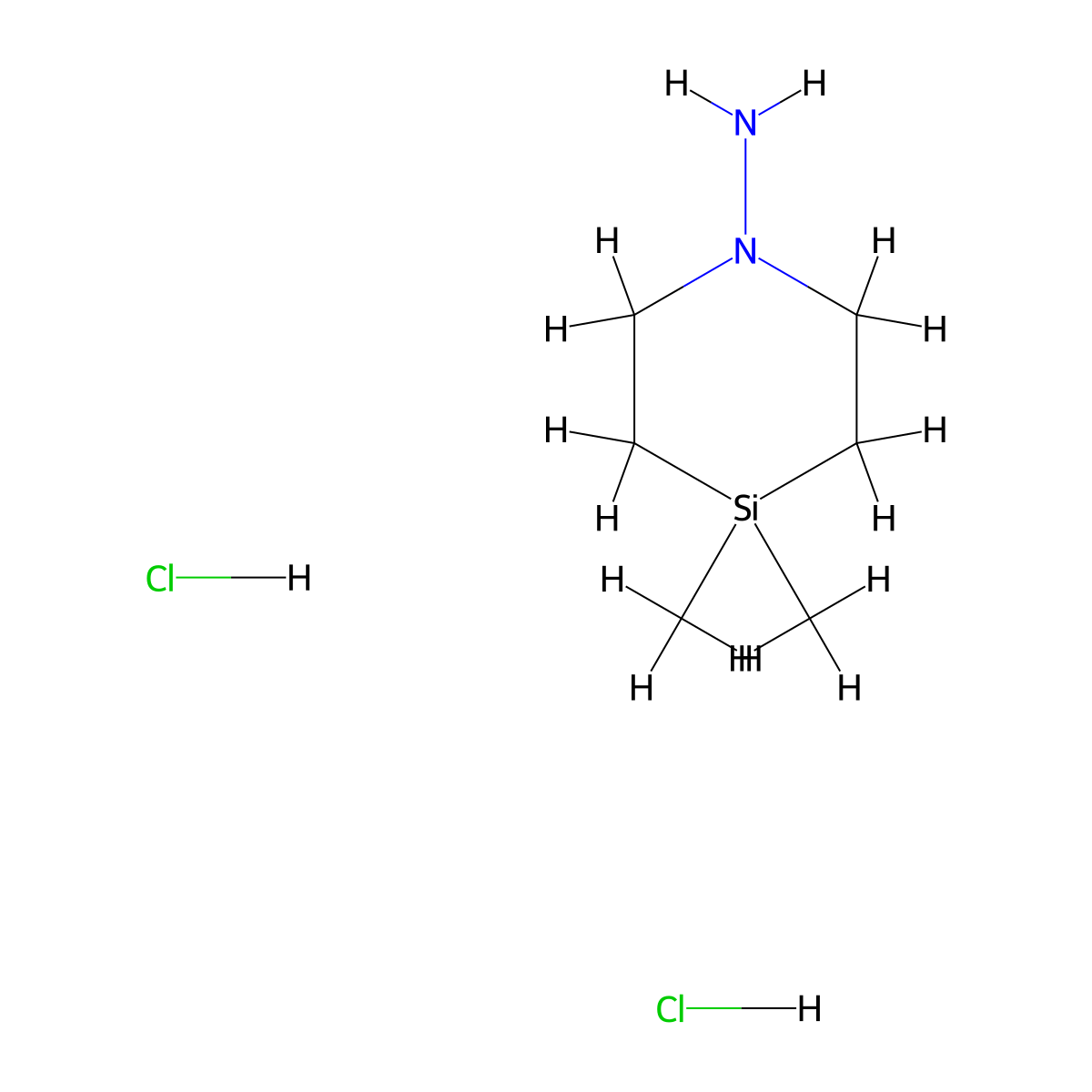 4,4-Dimethyl-1,4-azasilinan-1-amine dihydrochloride molecular structure, CAS 2375273-53-1