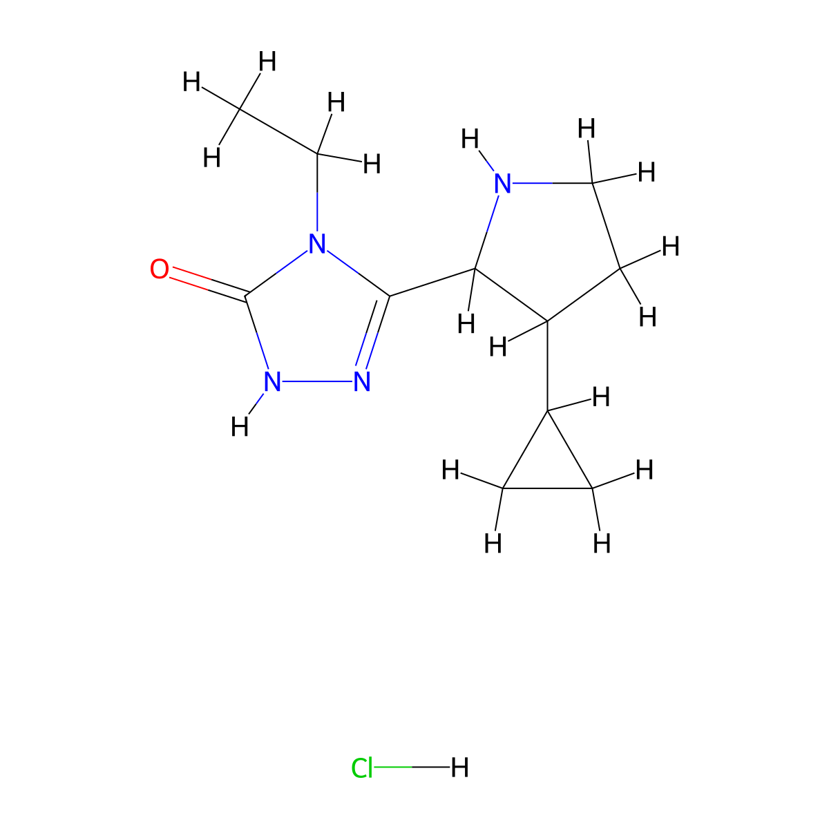 3-(3-cyclopropylpyrrolidin-2-yl)-4-ethyl-4,5-dihydro-1H-1,2,4-triazol-5-one hydrochloride molecular structure, CAS 2375273-57-5