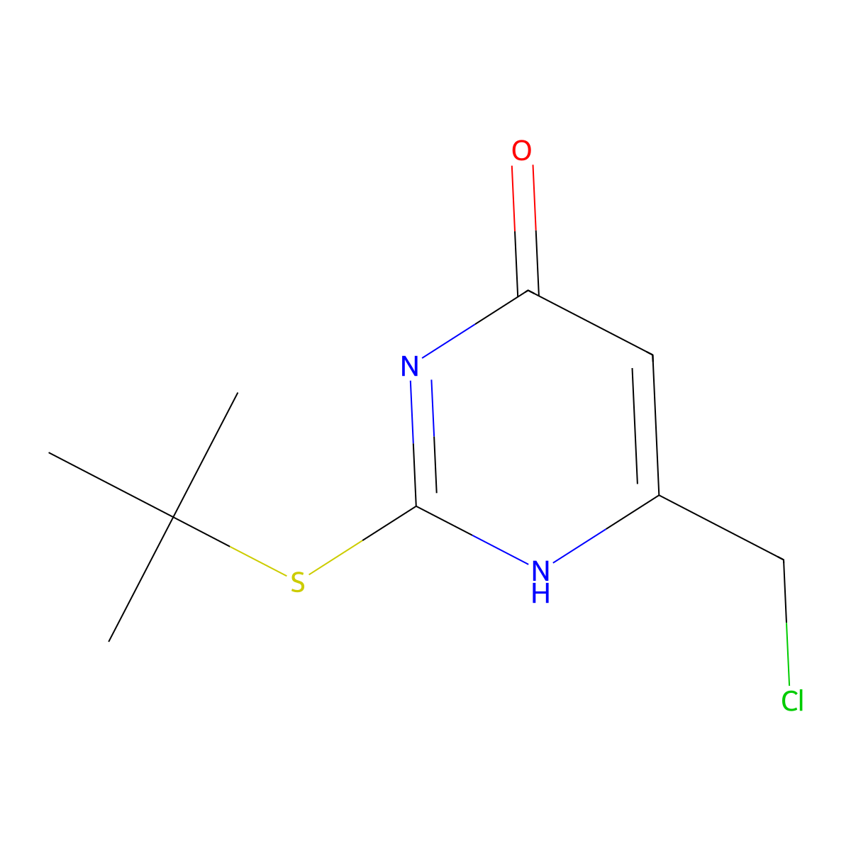 2-(Tert-butylsulfanyl)-6-(chloromethyl)-1,4-dihydropyrimidin-4-one molecular structure, CAS 2375273-59-7
