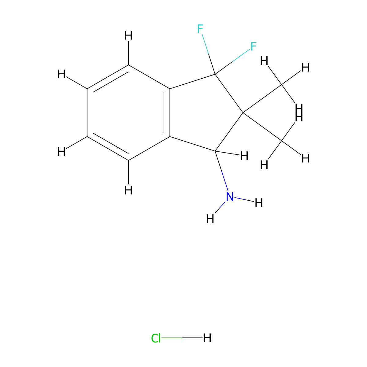 3,3-Difluoro-2,2-dimethyl-1H-inden-1-amine;hydrochloride molecular structure, CAS 2375273-63-3