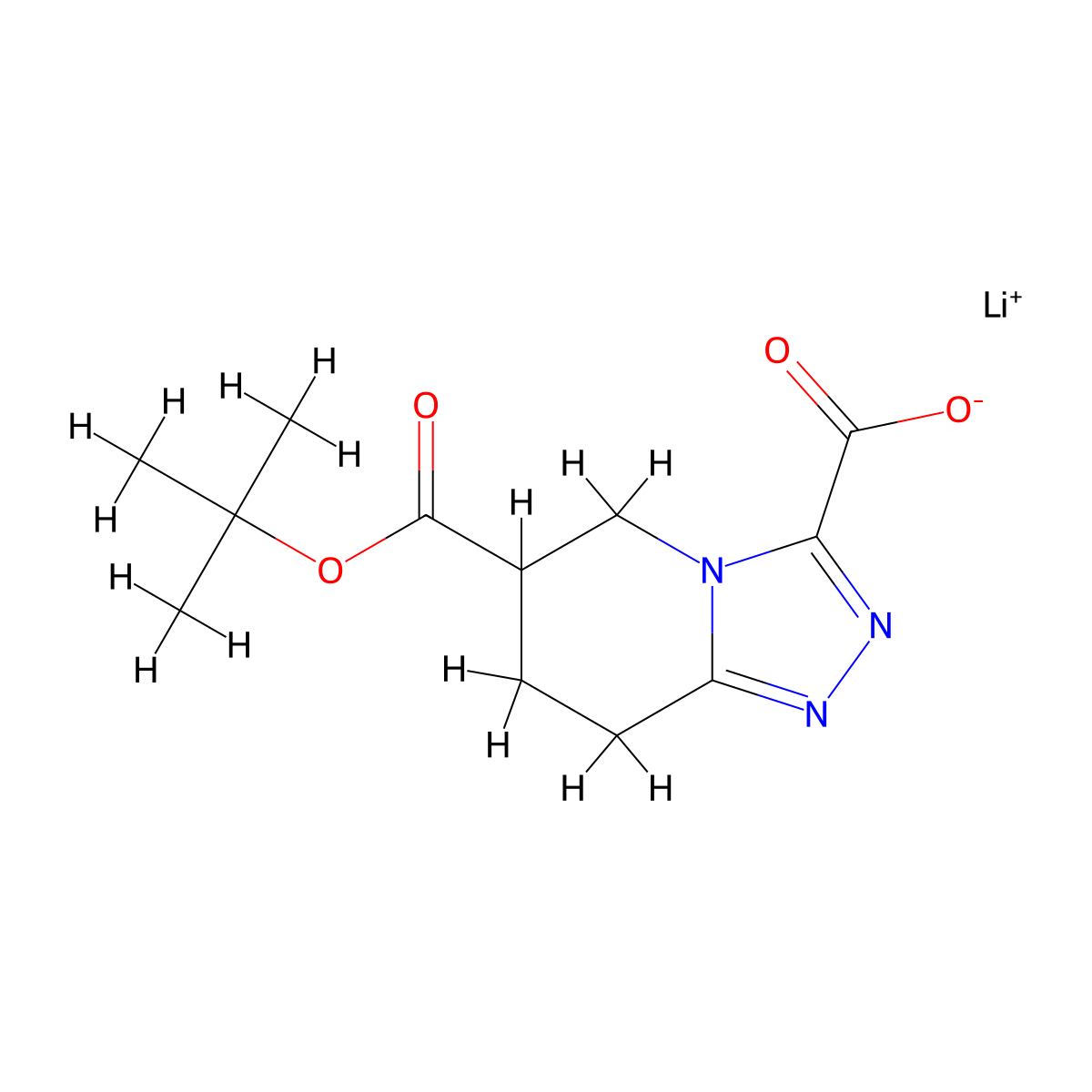 lithium(1+) 6-[(tert-butoxy)carbonyl]-5H,6H,7H,8H-[1,2,4]triazolo[4,3-a]pyridine-3-carboxylate molecular structure, CAS 2375273-68-8