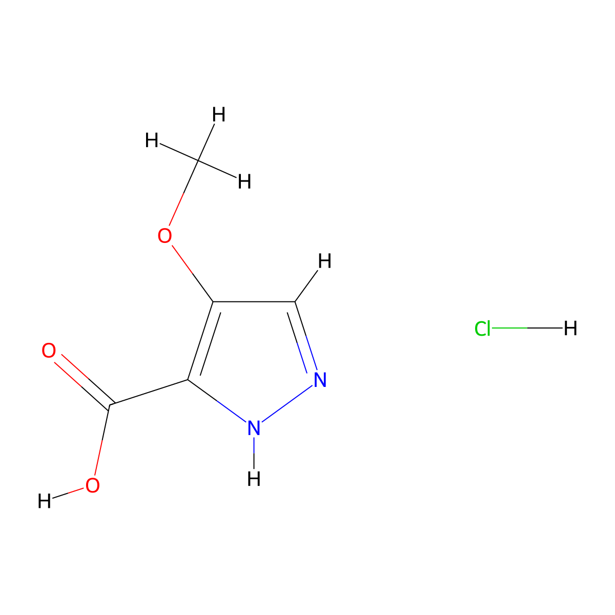 4-methoxy-1H-pyrazole-3-carboxylic acid hydrochloride molecular structure, CAS 2375273-71-3