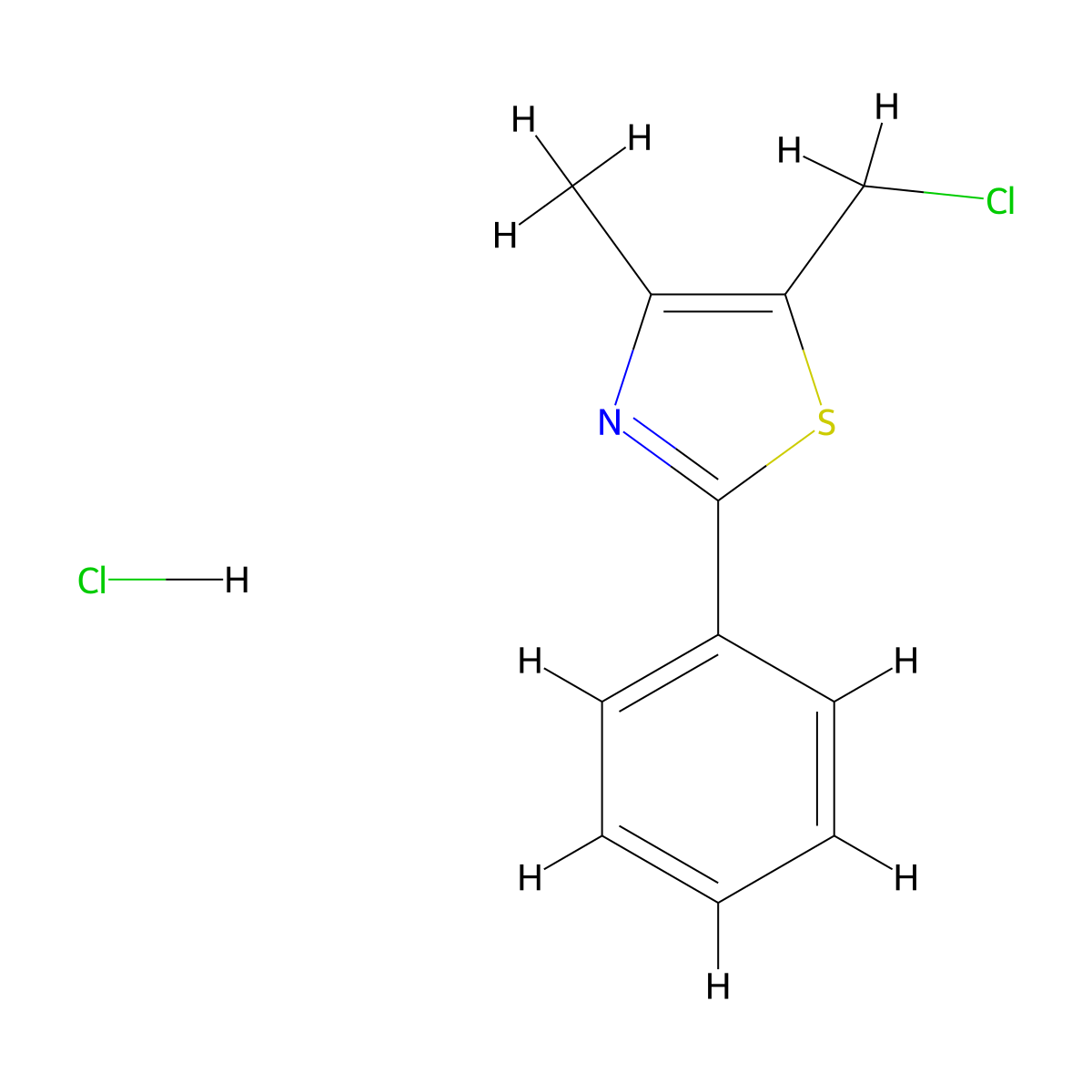 5-(Chloromethyl)-4-methyl-2-phenyl-1,3-thiazole hydrochloride molecular structure, CAS 2375273-77-9