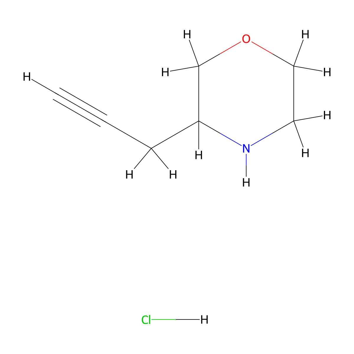 3-(Prop-2-yn-1-yl)morpholine hydrochloride molecular structure, CAS 2375273-80-4