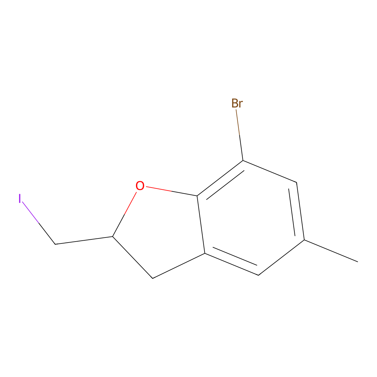 7-Bromo-2-(iodomethyl)-5-methyl-2,3-dihydro-1-benzofuran molecular structure, CAS 2375273-90-6