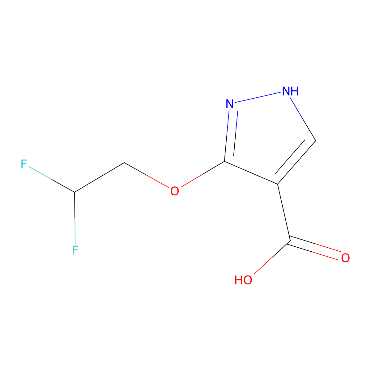 3-(2,2-difluoroethoxy)-1H-pyrazole-4-carboxylic acid molecular structure, CAS 2375274-14-7
