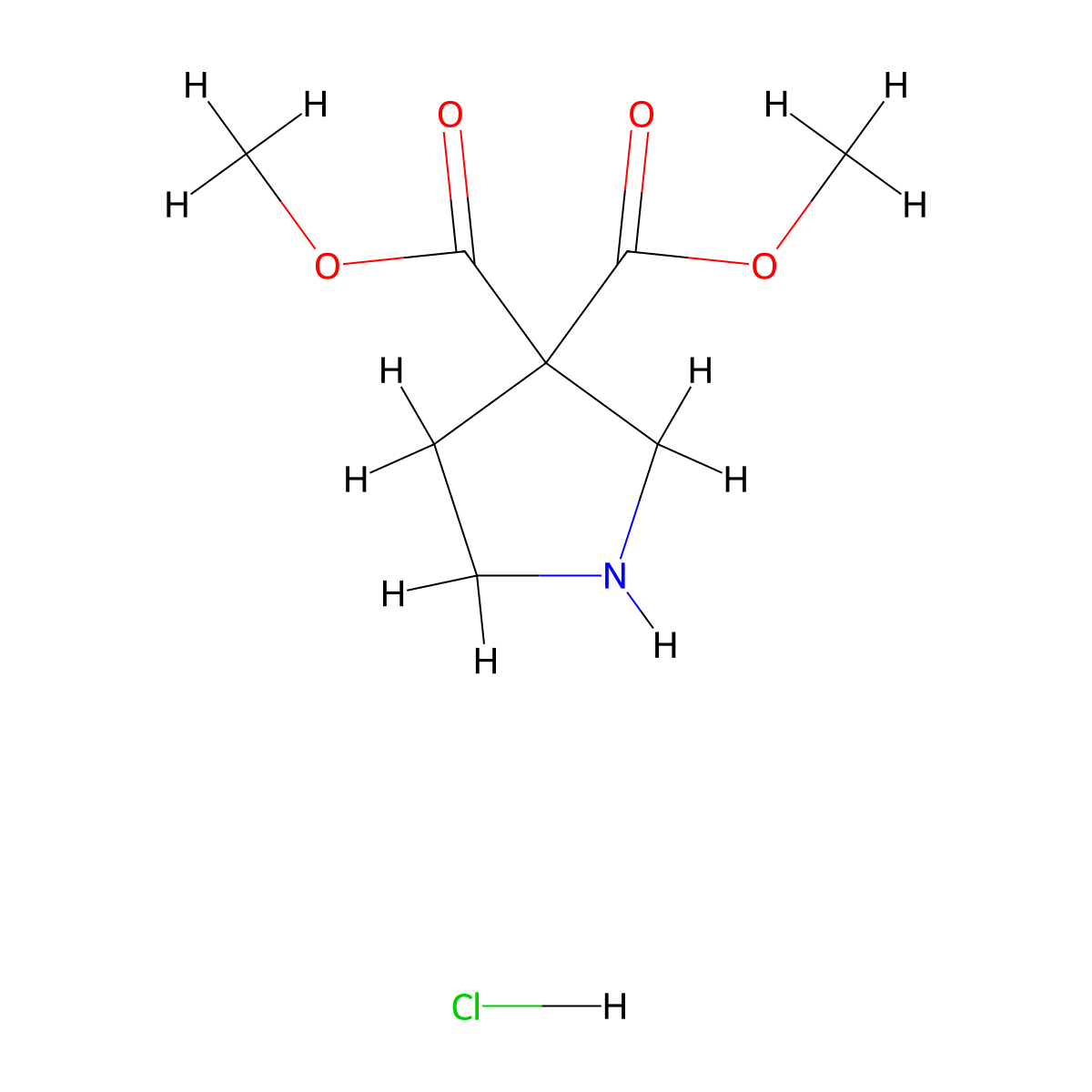 3,3-Dimethyl pyrrolidine-3,3-dicarboxylate hydrochloride molecular structure, CAS 2375274-20-5