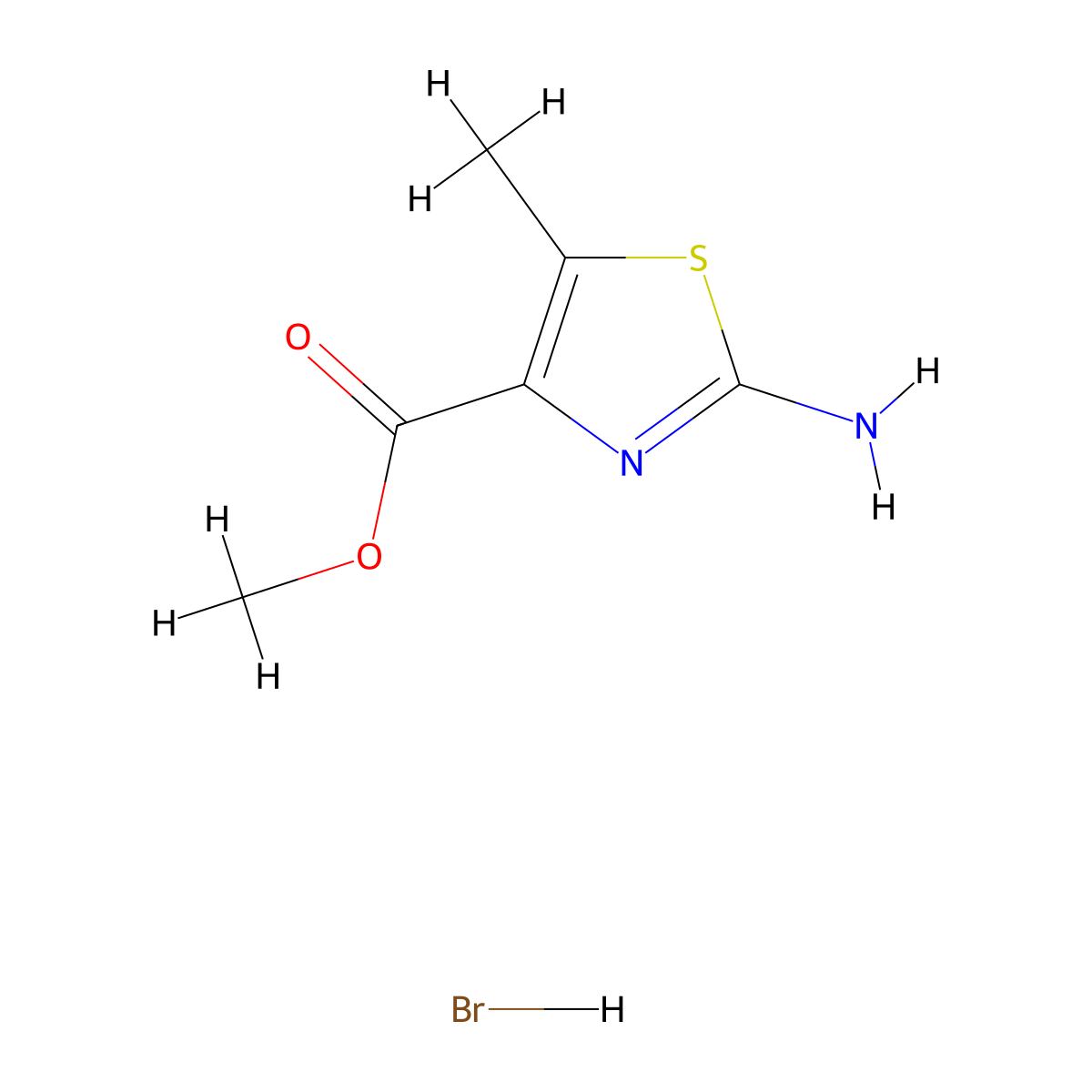 Methyl 2-amino-5-methyl-1,3-thiazole-4-carboxylate hydrobromide molecular structure, CAS 2375274-21-6
