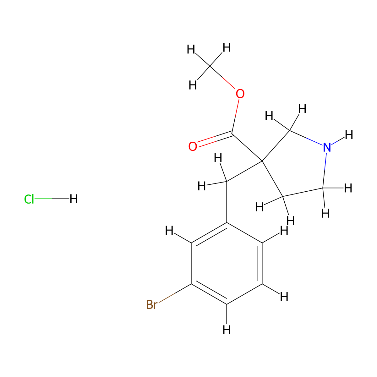 Methyl3-[(3-bromophenyl)methyl]pyrrolidine-3-carboxylatehydrochloride molecular structure, CAS 2375274-24-9