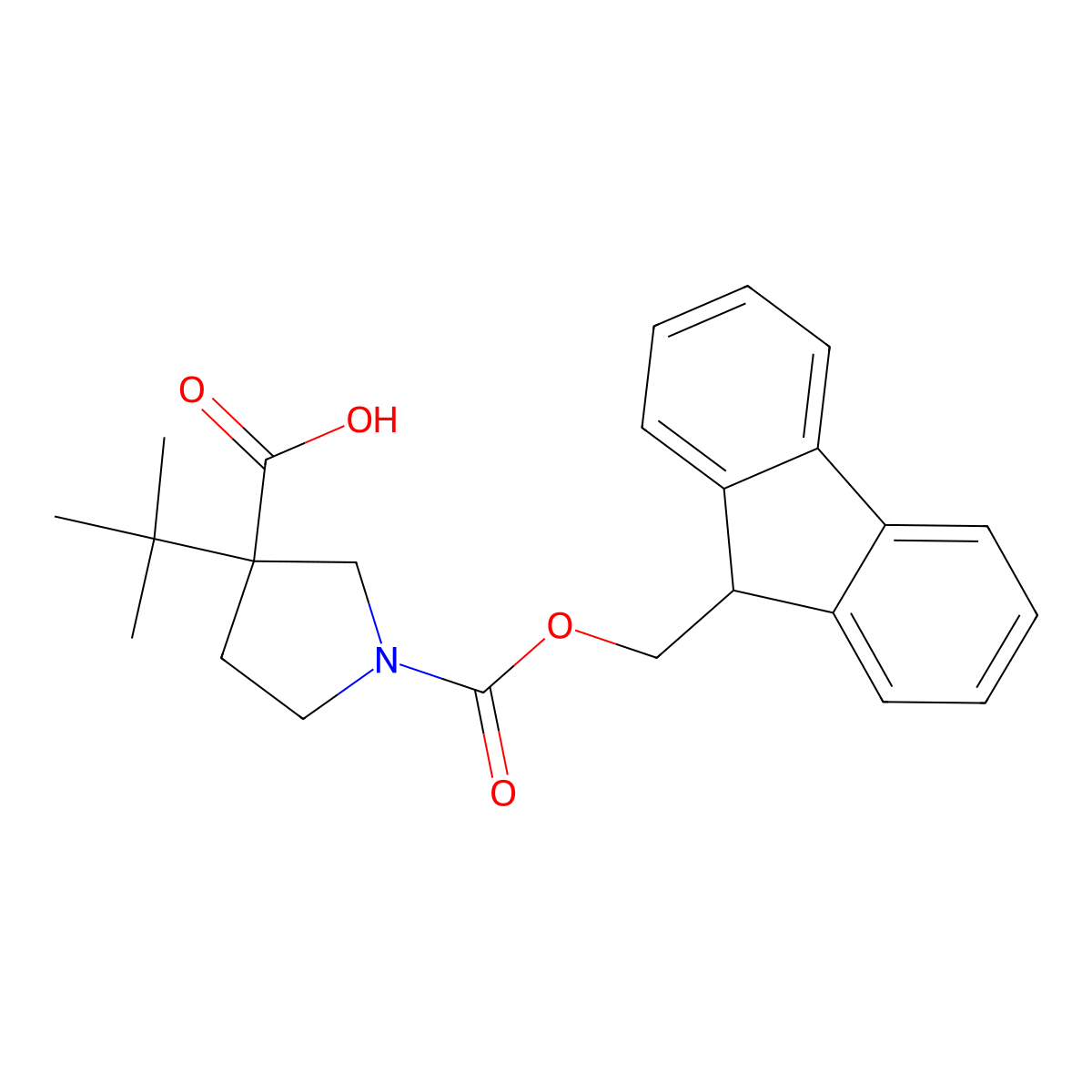 3-Tert-butyl-1-(9H-fluoren-9-ylmethoxycarbonyl)pyrrolidine-3-carboxylic acid molecular structure, CAS 2375274-36-3